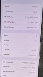 Apple iPhone 16 Pro Max 256GB Desert Titanium 91% Battery Refurbished Good
